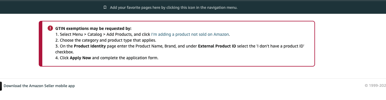 Not able to apply for GTIN exemption